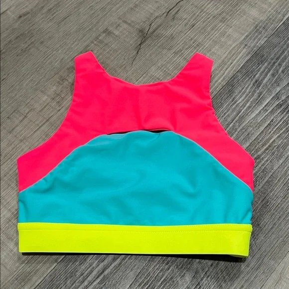 Purple Pixies Trifecta Top coral flame/neon yellow/turquoise size CM - Picture 2 of 4